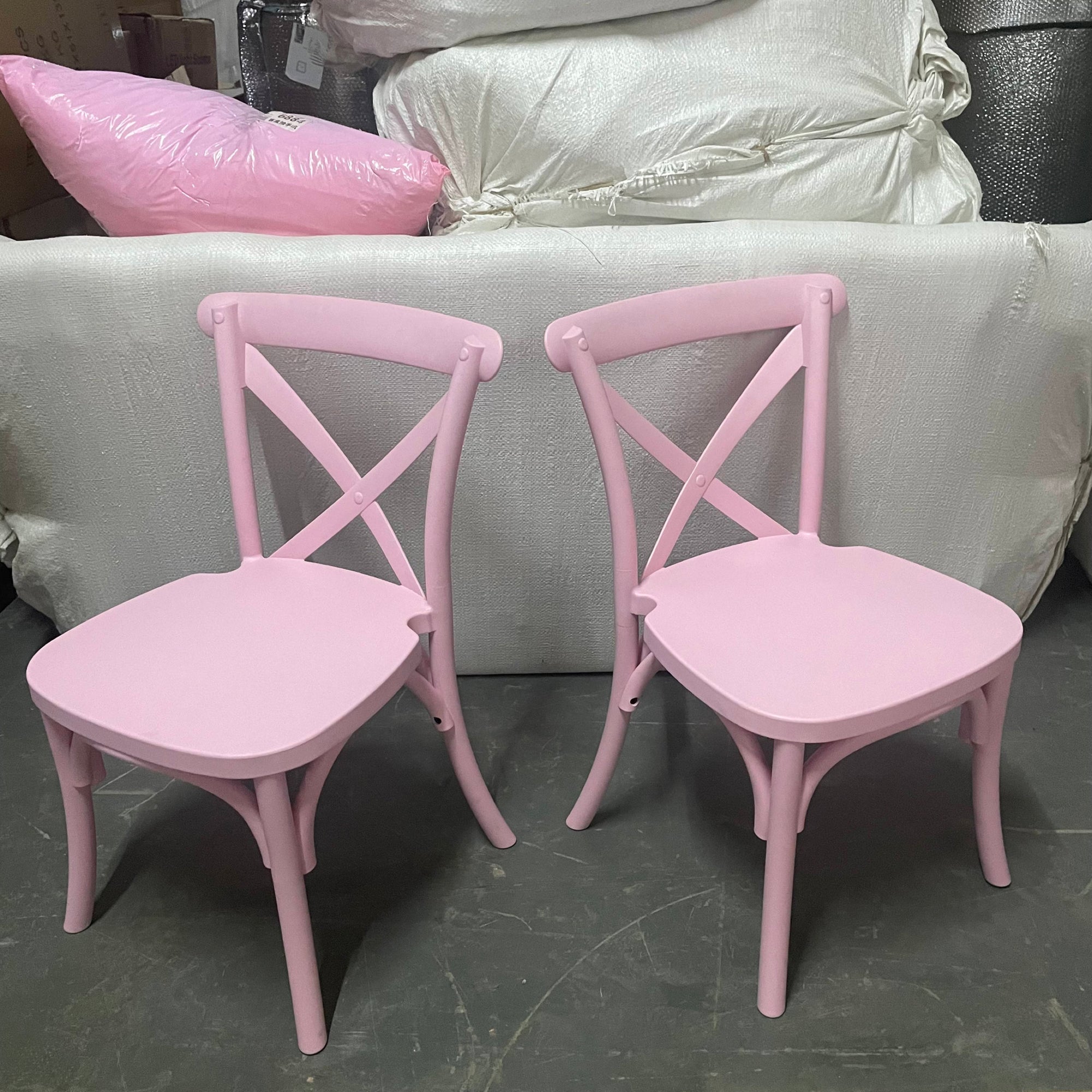 Pink Cross-Back Chairs
